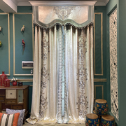 别墅高窗窗帘客厅欧式美式奢华复古宫廷高端绒布刺绣法式巴洛克