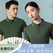 polo衫女定制工作服印字翻领短袖，t恤夏季工衣墨绿半袖企业文化衫