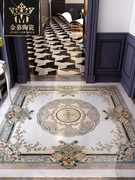 欧式地砖拼花客厅玄关地板砖，过道走廊瓷砖，拼图仿水拼花餐厅地板