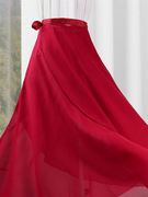 跳舞裙子雪纺半身裙大红色古典女长裙一片式舞蹈裙半身裙表演服￥