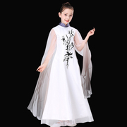 儿童中式礼服女童古筝演出服中国风连衣长纱裙二胡琵琶舞台表演服