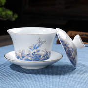 三才盖碗茶杯手工白瓷功夫茶具套装手抓泡茶器大号薄胎单个敬茶碗