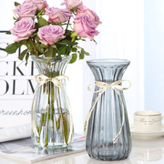 欧式创意水培透明彩色束腰款玻璃花瓶百合玫瑰干花插花瓶客厅摆件