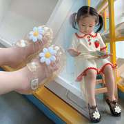 夏季儿童塑料水晶凉鞋女孩女童塑胶包头果冻鞋小童小孩透明洞洞鞋