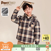PawinPaw卡通小熊童装春款儿童棉服男童学院风格纹加绒外套
