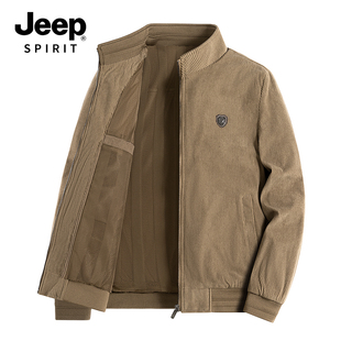 jeep吉普款男士外套中青年，春秋百搭帅气休闲灯芯绒，立领夹克衫男装
