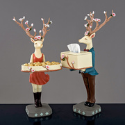 创意欧式鹿纸巾盒托盘摆件客厅茶几玄关小物件收纳办公桌面装饰品