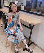 波拉韩国童装女童连衣裙，2021夏儿童(夏儿童)波，西米亚背心裙小女孩吊带裙子