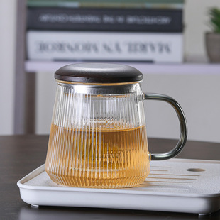 茶水分离玻璃杯三件套泡茶杯绿茶杯水杯办公室耐高温杯子
