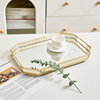 欧式镜面玻璃金色收纳托盘家用客厅，茶几轻奢高级感长方形茶杯盘子