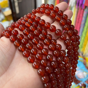 7a级天然红玛瑙，散珠圆珠diy手链，项链饰品配件红玉髓