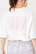 日系milk可爱pop字母印花白色字母t恤女短袖重磅纯棉圆领夏季上衣