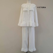 韩国东大门春夏季睡衣白色棉公主甜美可爱长袖裤家居服套装女