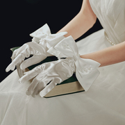 新娘婚纱礼服手套花朵，网纱蝴蝶结短款影楼旅拍摄影拍照白森系超仙