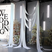 婚庆吊顶牛奶丝弹力布幔中韩式婚礼舞台背景装饰行云流水多层纱幔