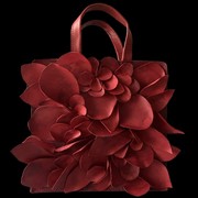 大红女包花瓣优雅高贵包气质(包气质)原创手提包斜跨包手绘植鞣怀旧