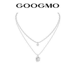 googmo微光系列双层项链，叠戴轻奢小众设计猫眼石毛衣链锁骨项链女