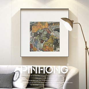 pinhong席勒油画，现代简约艺术挂画客厅，沙发背景墙装饰画壁画床头