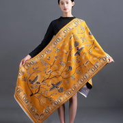 秋冬女式披肩长款仿羊绒双面保暖围巾长方形，厚款韩版空调披巾