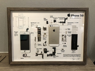 iphone手机拆机装裱画框标本零件，模型拆解收藏展示中空立体相框架