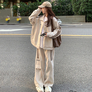 韩版宽松显瘦美式卫衣，运动套装女春秋季学生跑步时尚休闲两件套潮