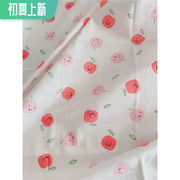 日本订单a类无荧光剂精梳纯棉，双层棉纱布料苹果婴儿床单睡衣面料