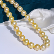 珑一菲 律宾南洋金珠满串11-12mm海水珍珠项链强光标香槟金