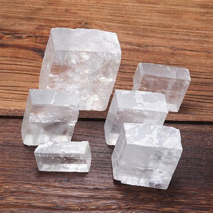 天然水晶白方解石原石摆件，白色水晶毛料冰洲石矿石标本