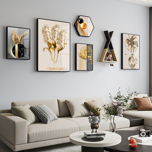 轻奢客厅装饰画沙发背景墙，壁画现代简约北欧大气高档挂画组合