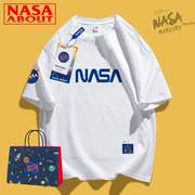 NASA ABOUT2023男短袖t恤夏季ins百搭情侣装宽松潮牌半袖纯棉上衣