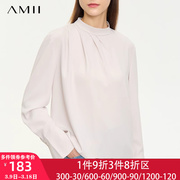 Amii法式雪纺衫女士长袖宽松2024春季衬衣通勤衬衫上衣打底衫