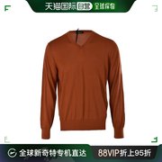99新未使用香港直邮ZEGNA 男士橘红色V领羊毛套衫 VTM96-Z100