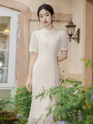 白色气质新中式连衣裙女夏季改良旗袍年轻款少女国风裙子