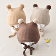 韩版男女宝宝针织帽儿童毛线，帽新生婴儿帽子，秋冬季可爱超萌护耳帽