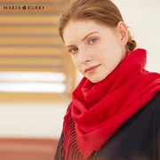 marjakurki玛丽亚古琦进口羊毛围巾，女冬季红色围巾，保暖围脖情侣款