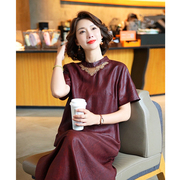 2024新款夏杭州香云纱真丝连衣裙大牌红云纱显瘦气质桑蚕丝裙子女