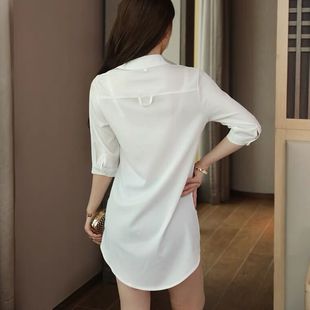 白色职业装衬衫女夏季薄款气质白衬衣(白衬衣)设计感小众短袖工作服雪纺衫