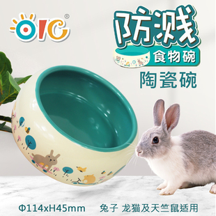 兔子陶瓷食盆大号兔子龙猫刺猬豚鼠防翻防溅食碗饲料盒天竺鼠用品