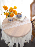 法式白纱蕾丝桌旗桌布韩式小清新森系防尘装饰圆桌茶几台布盖巾