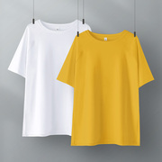 土黄长款t恤女短袖半袖白色，宽松大版型，夏季oversize大码女装