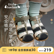 小蓝羊夏季幼童软底机能鞋1-2岁女童凉鞋防滑真皮男童宝宝学步鞋