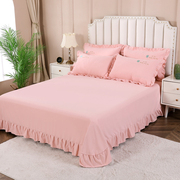 加厚磨毛床裙单件纯色棉质，防滑遮丑床单枕套，三件套双人床罩被单子