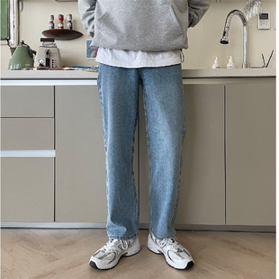mrdong东大门韩国男装，classic经典雪花水洗，fw宽松直筒牛仔裤