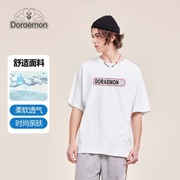 DORAEMON/哆啦A梦美式字母休闲印花圆领纯棉透气短袖T恤 425127D