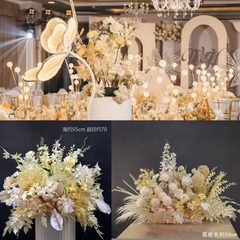 婚庆香槟系列路引排花绢花婚礼舞台摆件装饰挂花桌花加高排花橱窗
