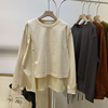 秋季韩版设计感洋气时髦个性，不规则拼接假两件衬衫长袖t恤女上衣