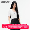 杰茜莱浅灰色字母百搭短袖t恤女2024春夏，休闲上衣jessyline