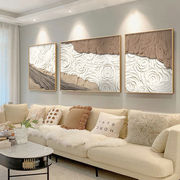 雪川抽象手绘大芬村油画客厅装饰画肌理沙发背景墙挂画立体三联画
