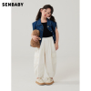 senbaby女童牛仔马甲2024春夏，韩版童装儿童无袖牛仔上衣外套