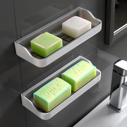 肥皂盒吸盘壁挂式家用双格香皂盒，创意沥水免打孔卫生间放罩置物架